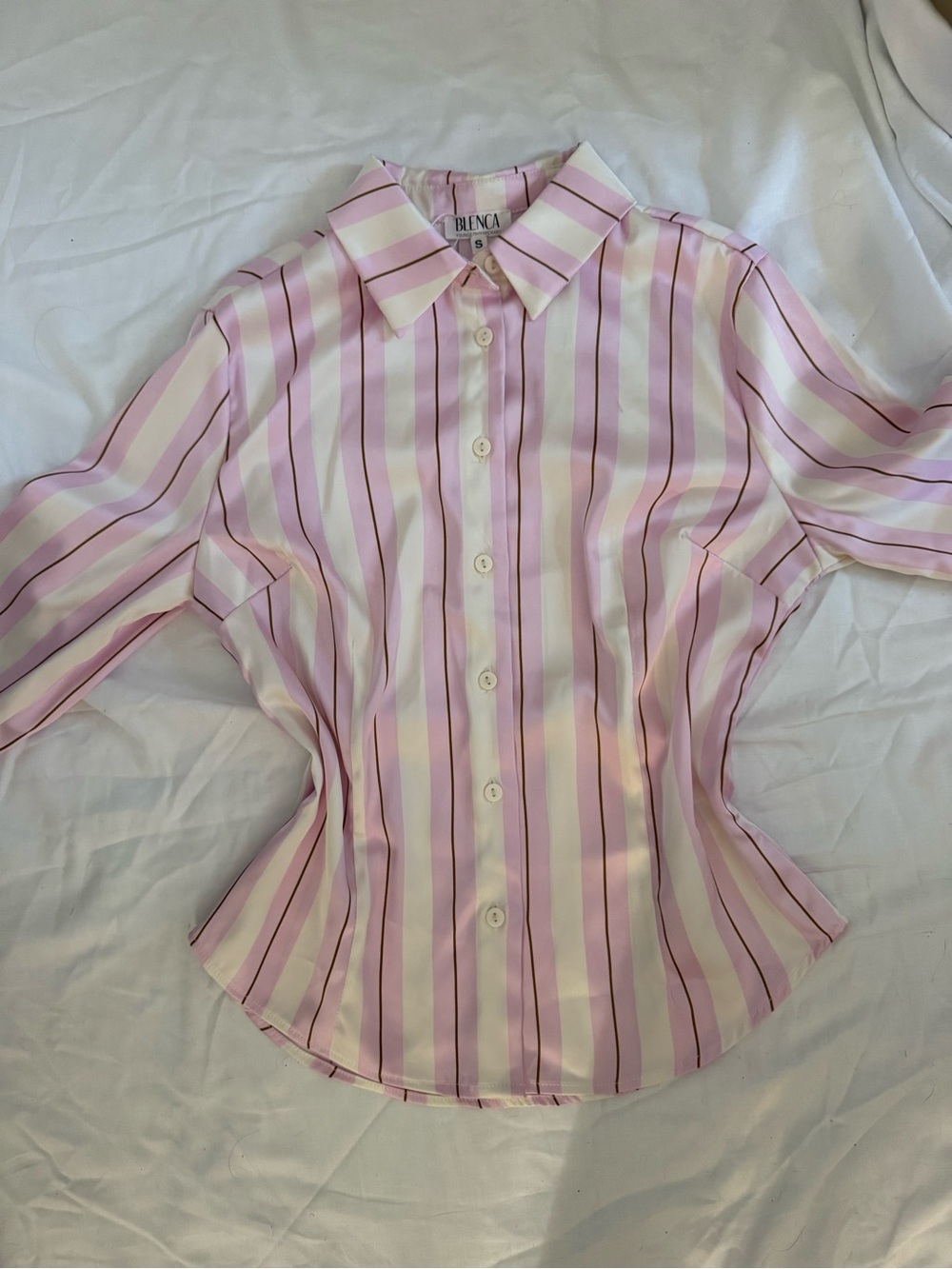 Blanca Pink Stripe Button-Down Shirt